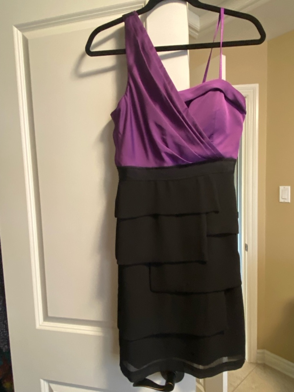 Maxandcleo Purple Satin Spaghetti Strap Dress